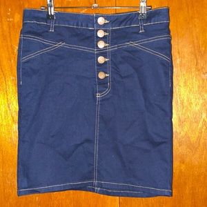 Cotton On Stretch Denim Dark Wash Button Fly Mini Skirt-Size 12-Australia